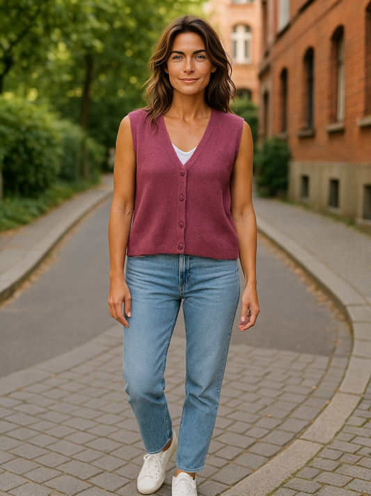 Mouwloze gilet FELIZ mulberry - Bonita Avenue
