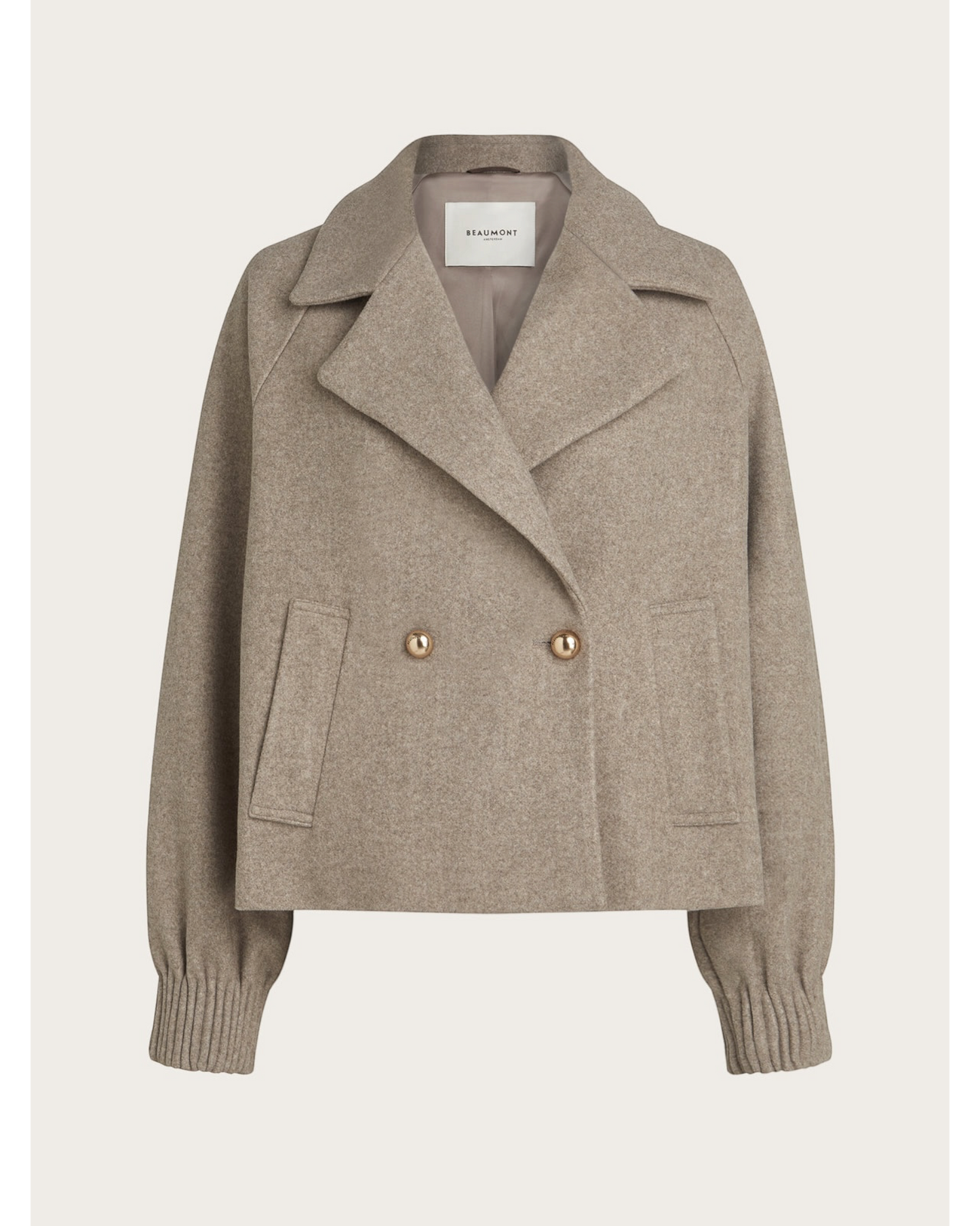 Sabine korte jas warm taupe – Beaumont
