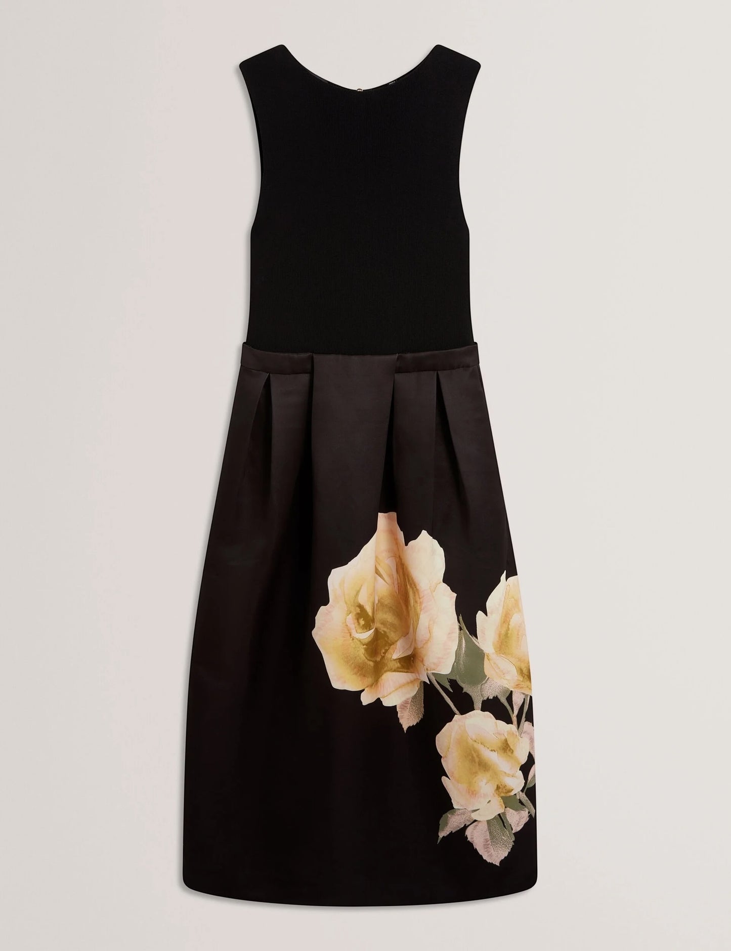 Ted Baker Verinie zwarte midi-jurk met rozenprint