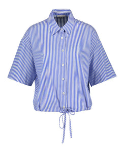 Blauw-wit gestreepte bloes HOLIDAY met korte mouw en stroplint - Gigue