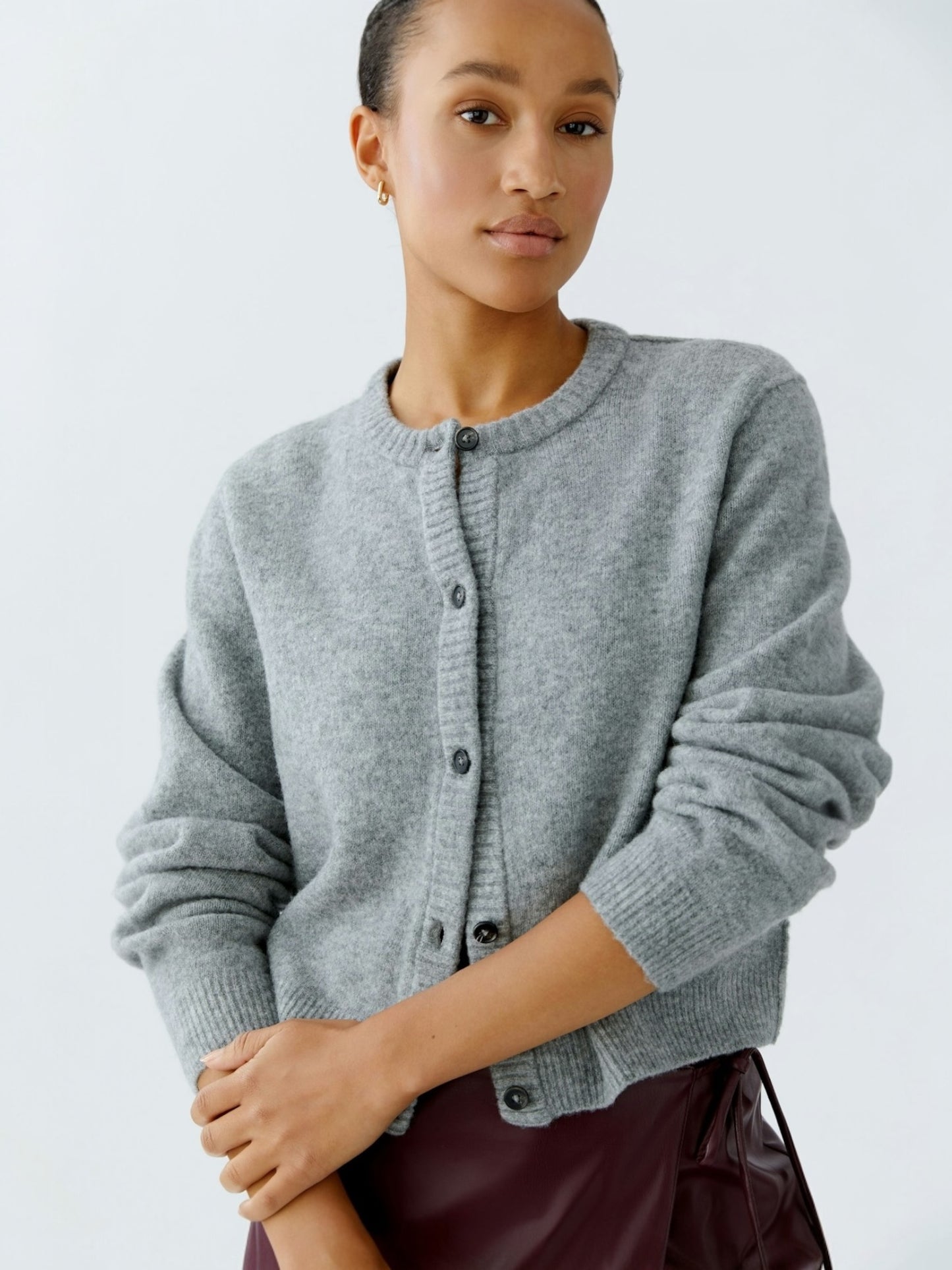 Oui - gilet ILAYA grijs met knopen