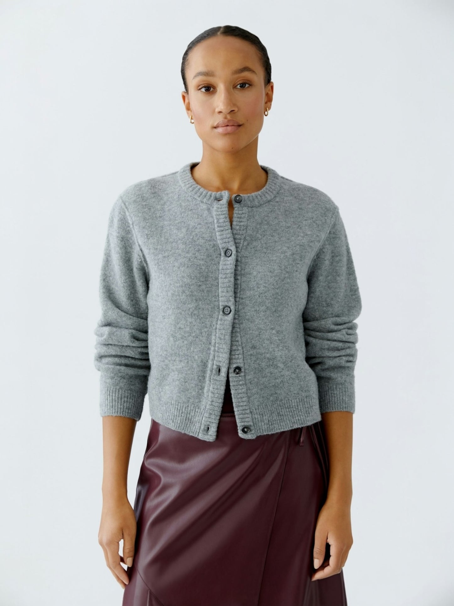 Oui - gilet ILAYA grijs met knopen