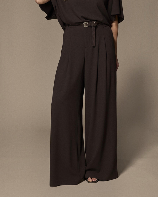 Lalotti Paulette wide leg broek brown – damesbroek