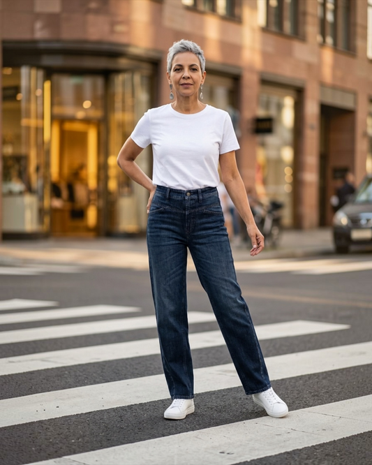 Cambio Ornella Jeans Blue Overdye – High Waist Barrel Leg Denim