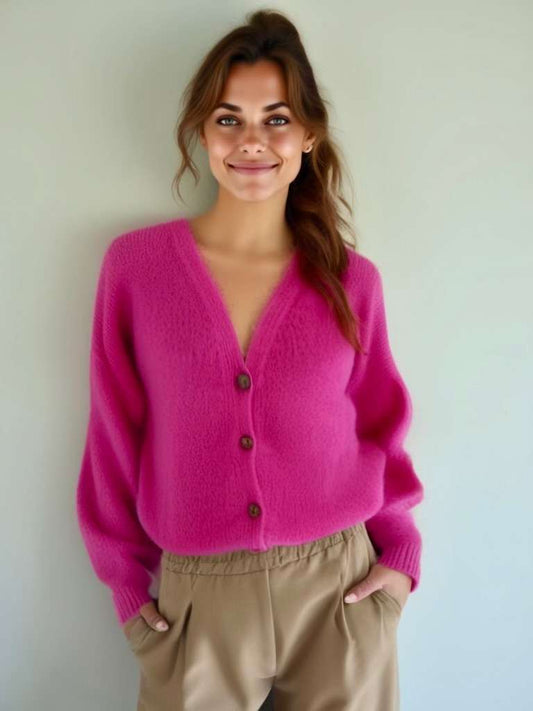 Gilet KATE met knopen - Fedora Fuchsia - Bonita Avenue