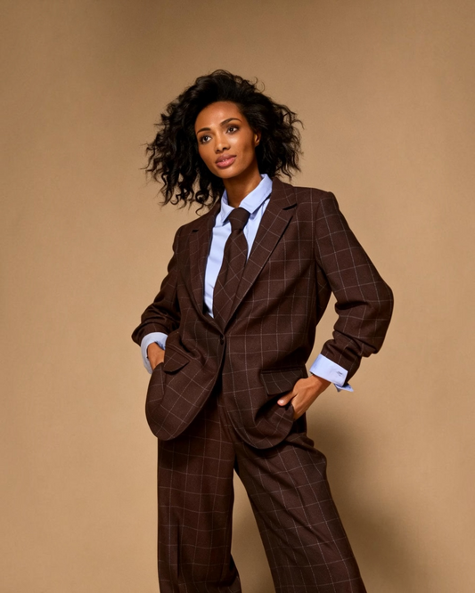 Lalotti Cilia geruite blazer brown