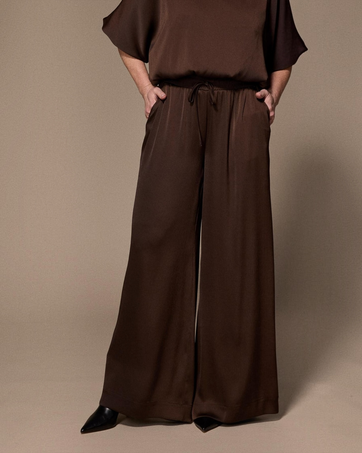 Lalotti Polly Wide Leg Broek Bruin – Comfortabele Damesbroek