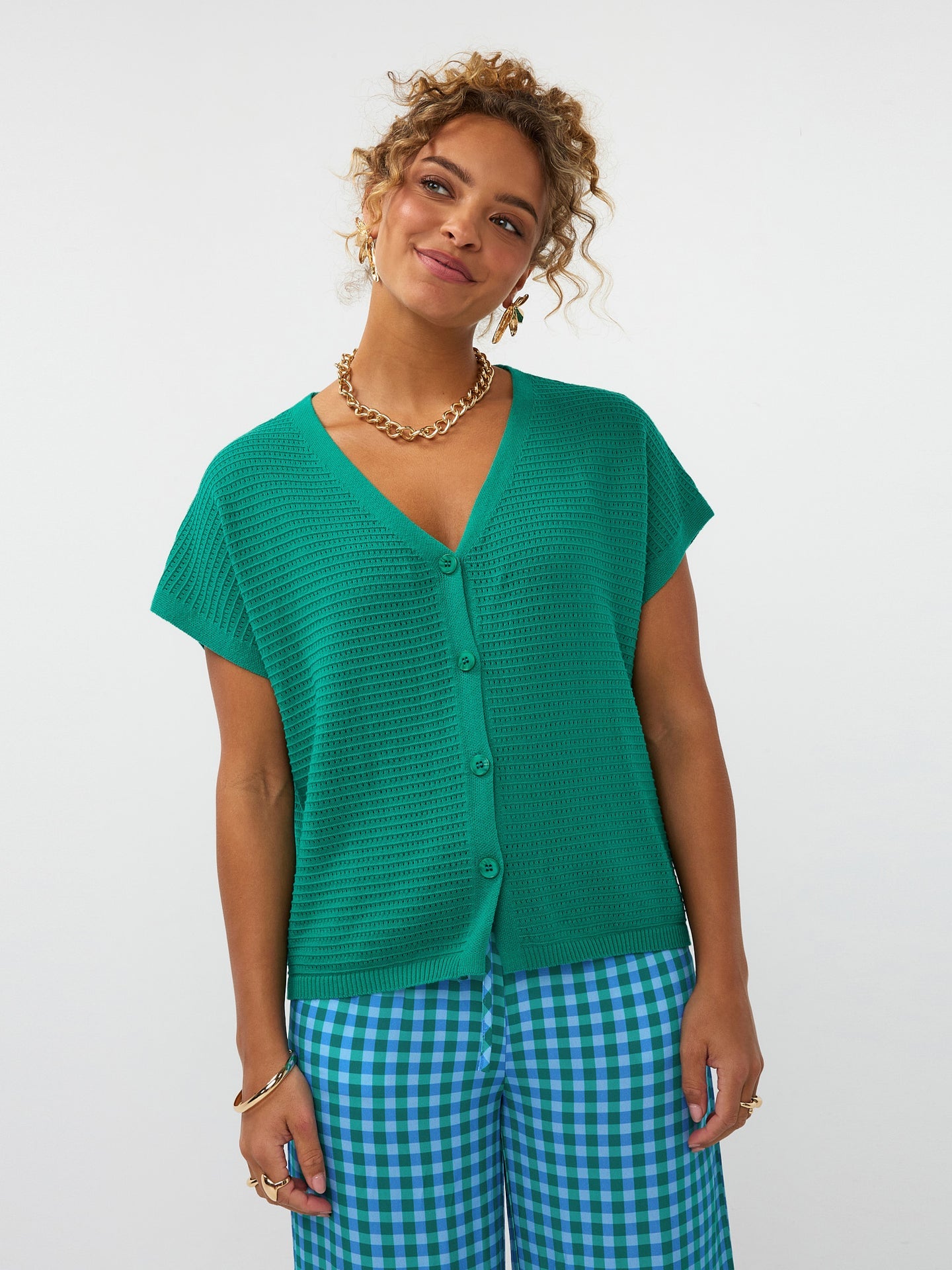 Ydence - gilet/pull ELIN groen