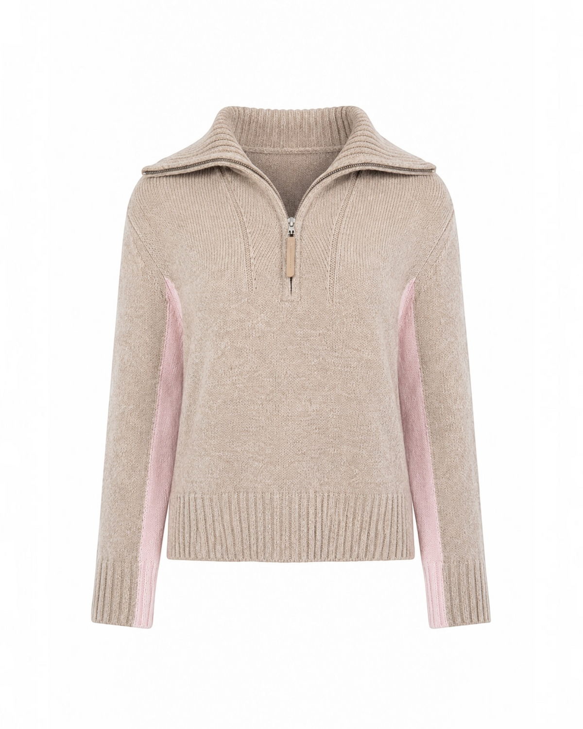Catnoir trui in taupe met roze detail