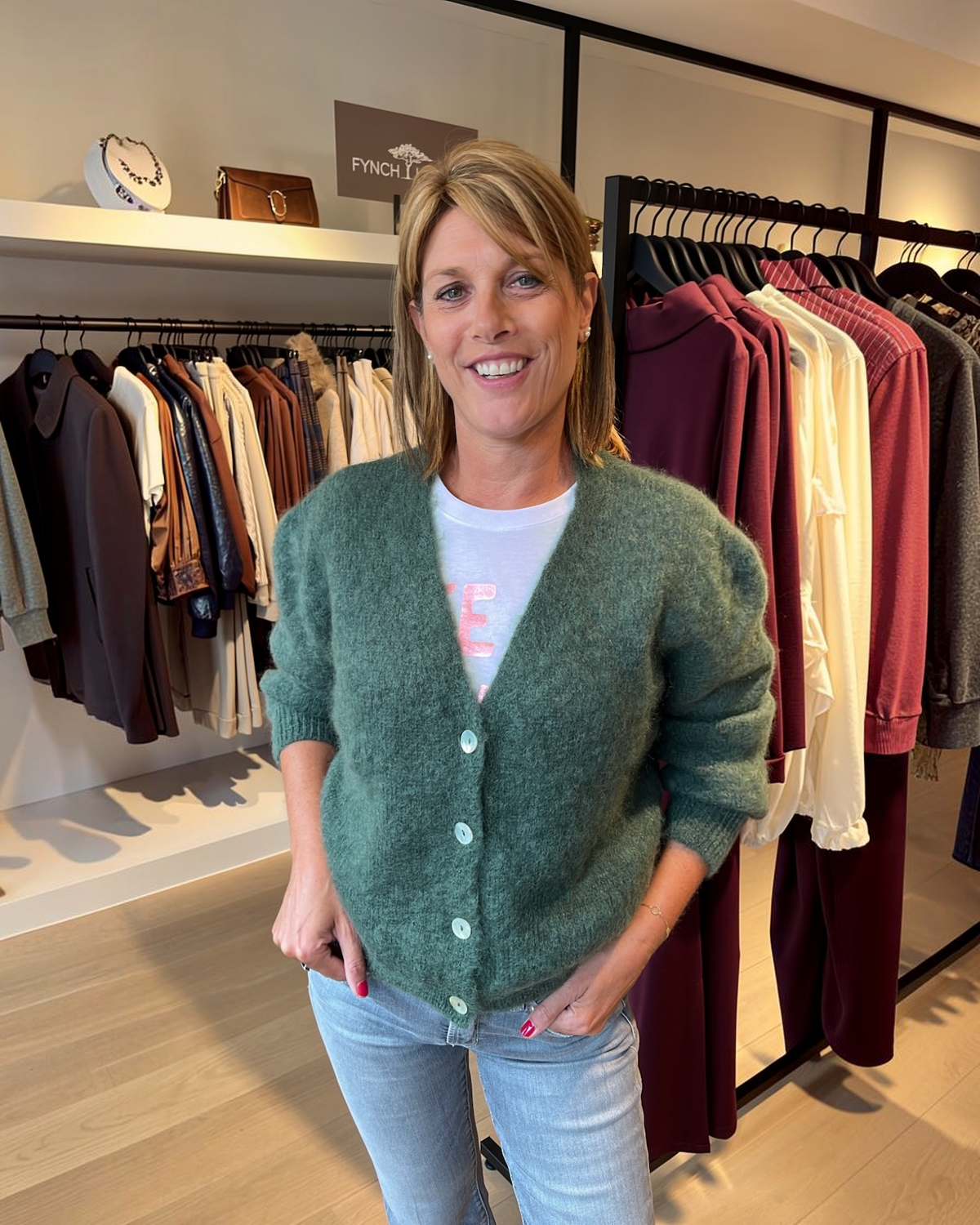 TWNS THE LABEL Malia Cardigan Military | Luxe Mohair Vest Dames
