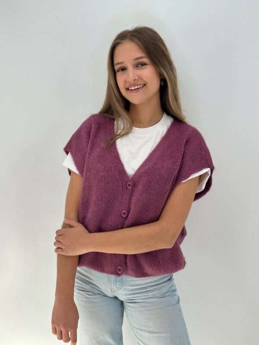 Mouwloze gilet FELIZ mulberry - Bonita Avenue