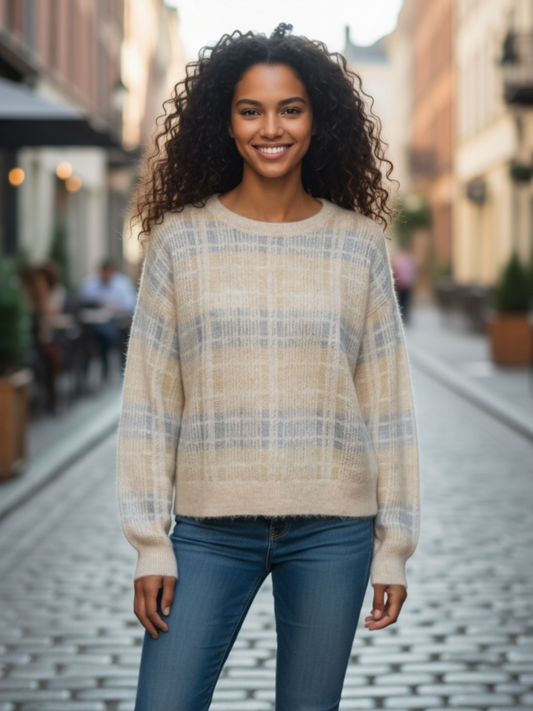 Xandres - ADIRA pull met ruitjesmotief