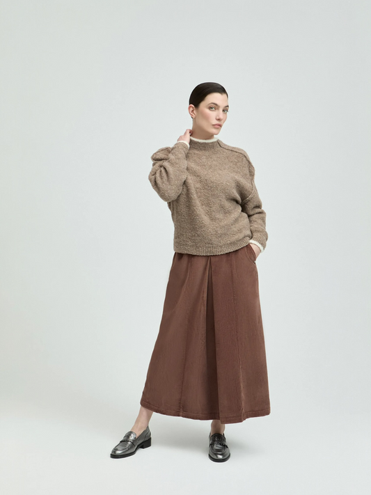 Xandres - ROBI bruine rok ribfluweel