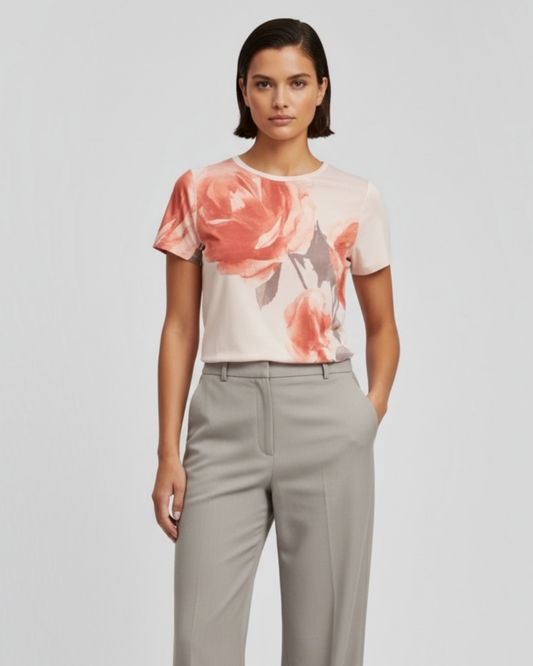 T-shirt Bindii met rozenprint koraal – Ted Baker