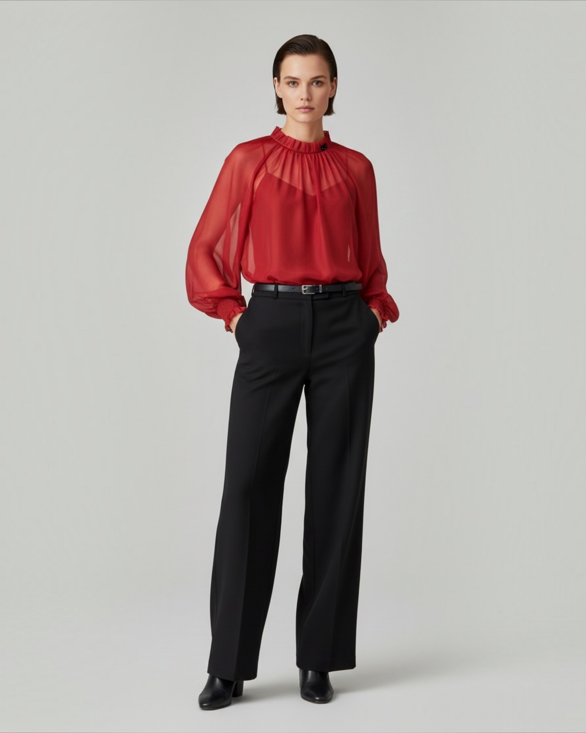 Ted Baker Eelana organza bloes rood met volumemouwen