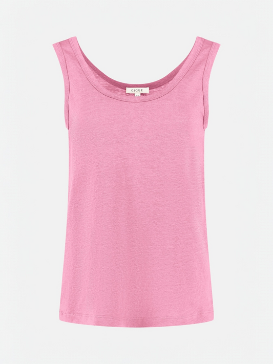 Roze linnen top SELLY zonder mouwen - Gigue