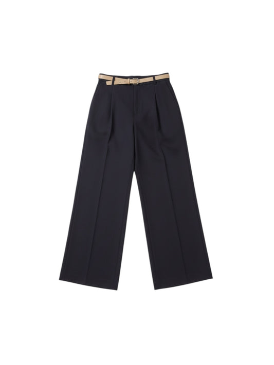 Lalotti - wijde broek ODARE met bandplooi - navy
