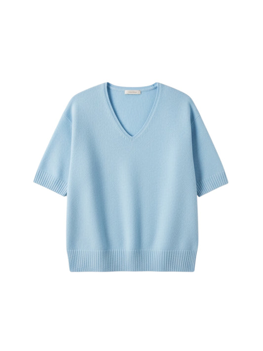 Viscose trui WENDE korte mouwen v-hals - Bonita Avenue