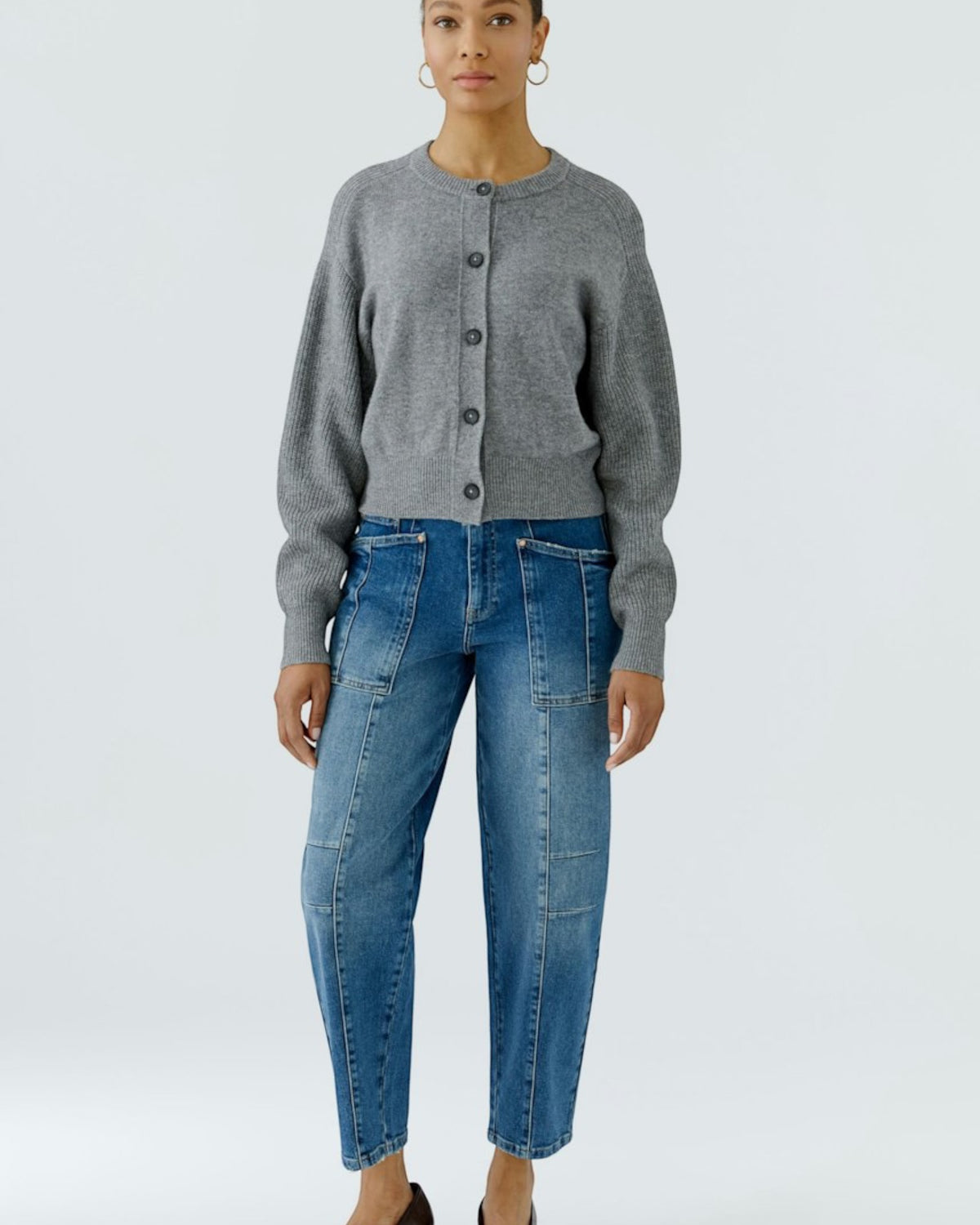 Oui gebreide gilet grijs (97951)