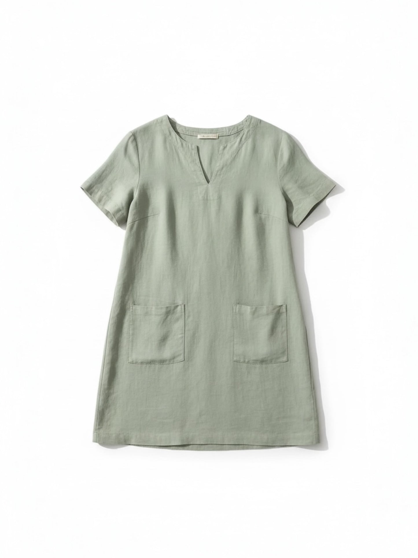 Oui - linnen kleed kakhi v-hals (97170)