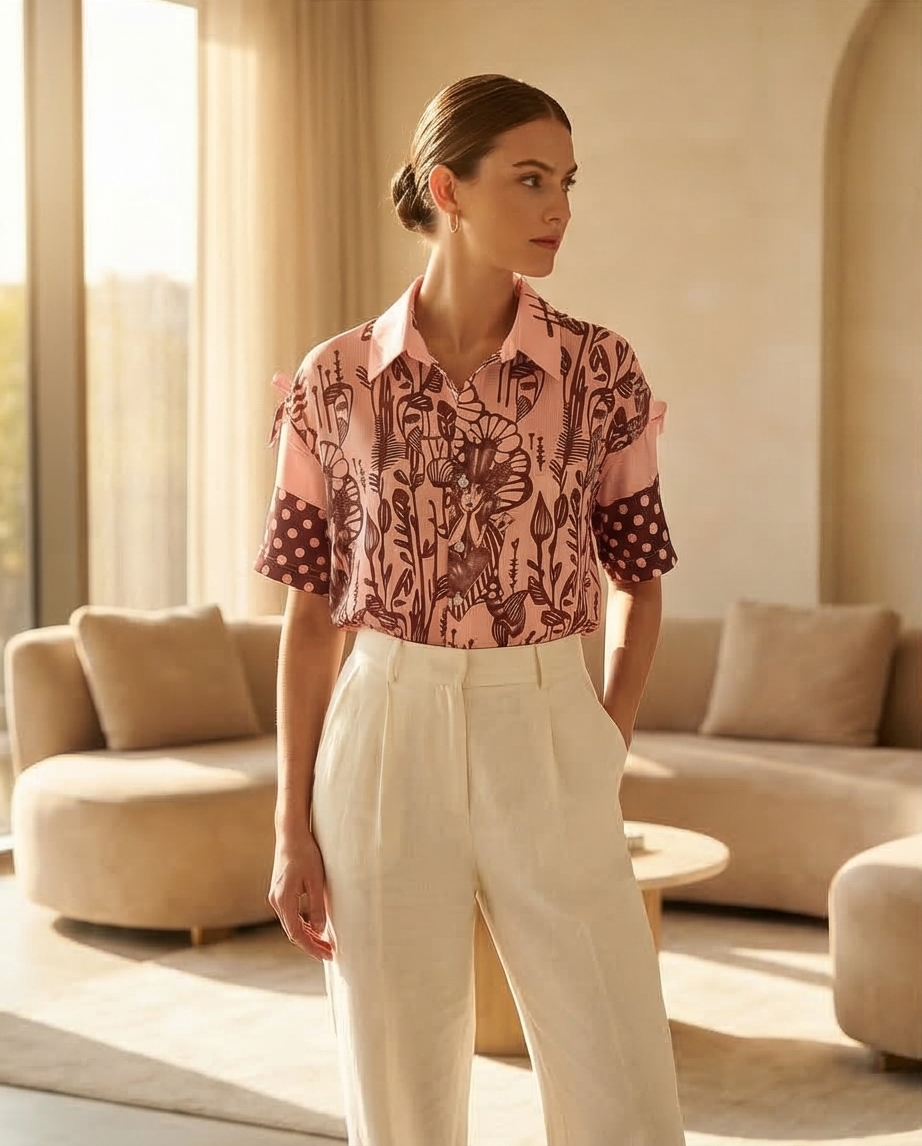 Farah - roze bloes wonderland print