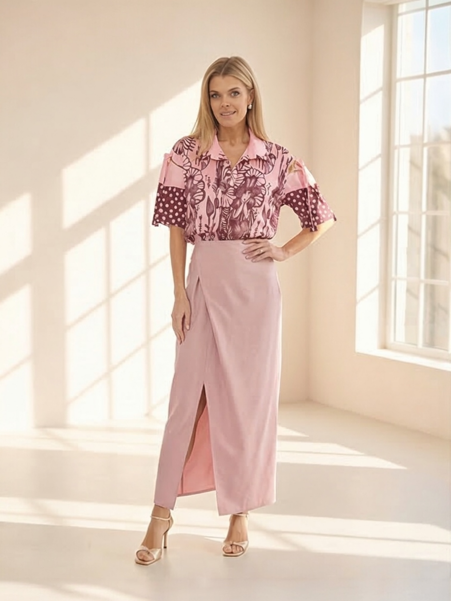 Farah - roze bloes wonderland print