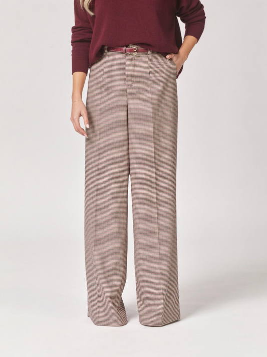 Lalotti - OSCARE wijde broek met hoge taille - pied de poule