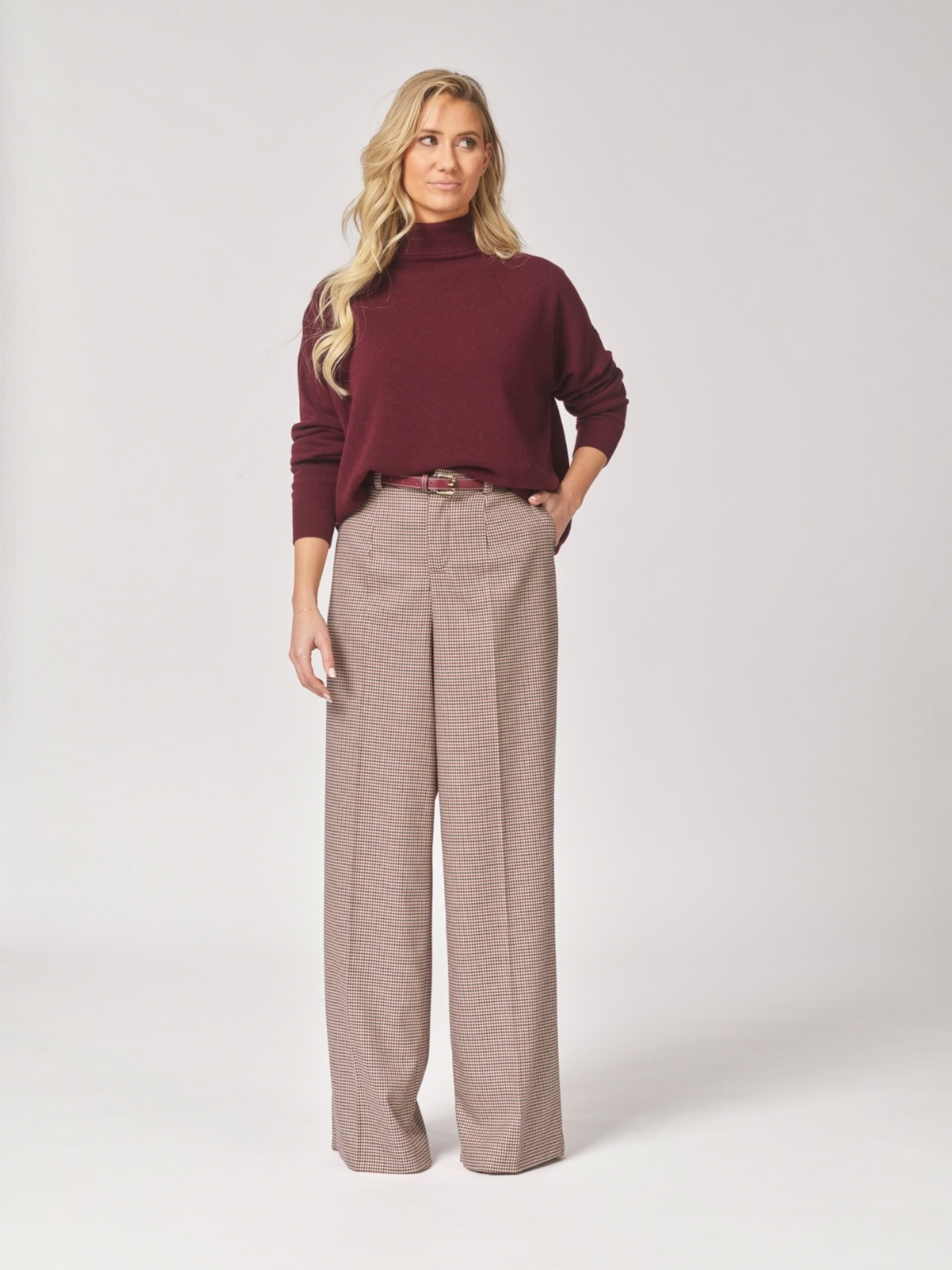 Lalotti - OSCARE wijde broek met hoge taille - pied de poule