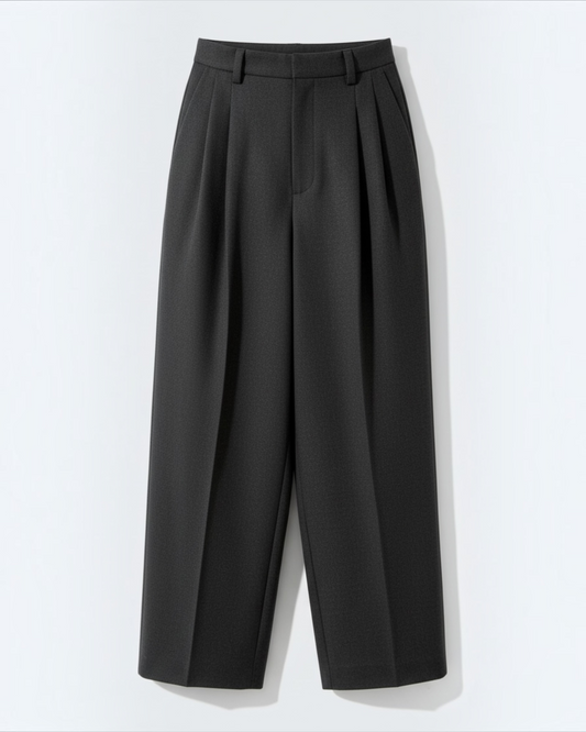 Oui donkergrijze broek met plooien