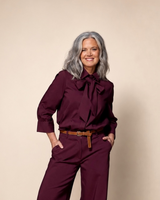 Lalotti Sienna blouse met afneembare strik plume