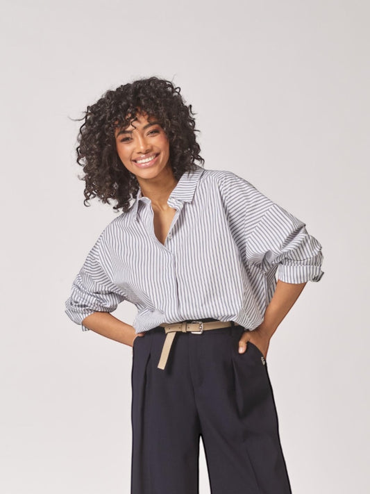 Lalotti -  oversized bloes TINO blauwe streepjes
