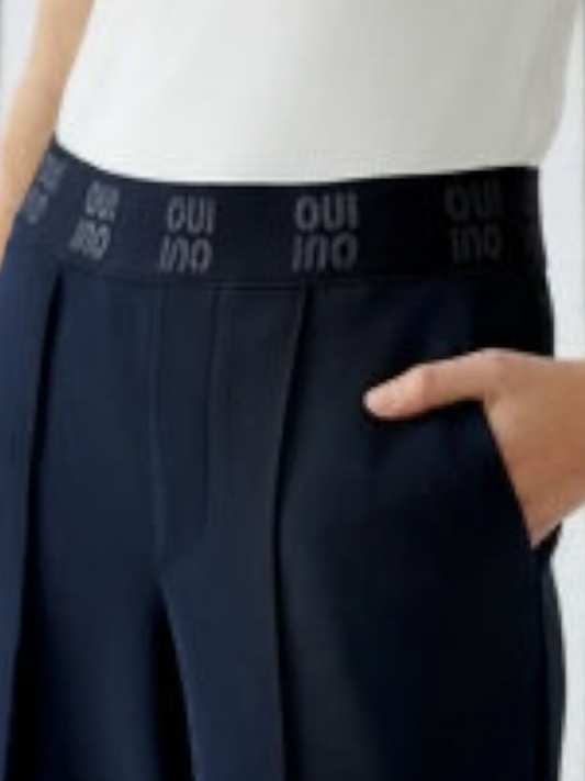 Donkerblauwe broek op elastiek (0091737) - Oui