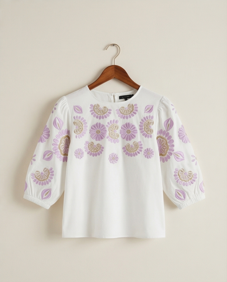 Senso - Jennah bloes broderie wit/lilla (S2348)