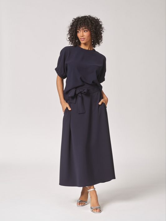 Lalotti - bloes met elastisch mouwdétail POM navy