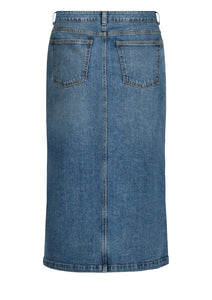 Blauwe lange jeansrok met split OLIA van Sisterspoint