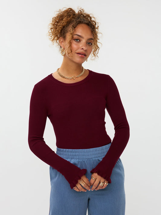 Ydence - KNITTED TOP SHIRLEY | BURGUNDY