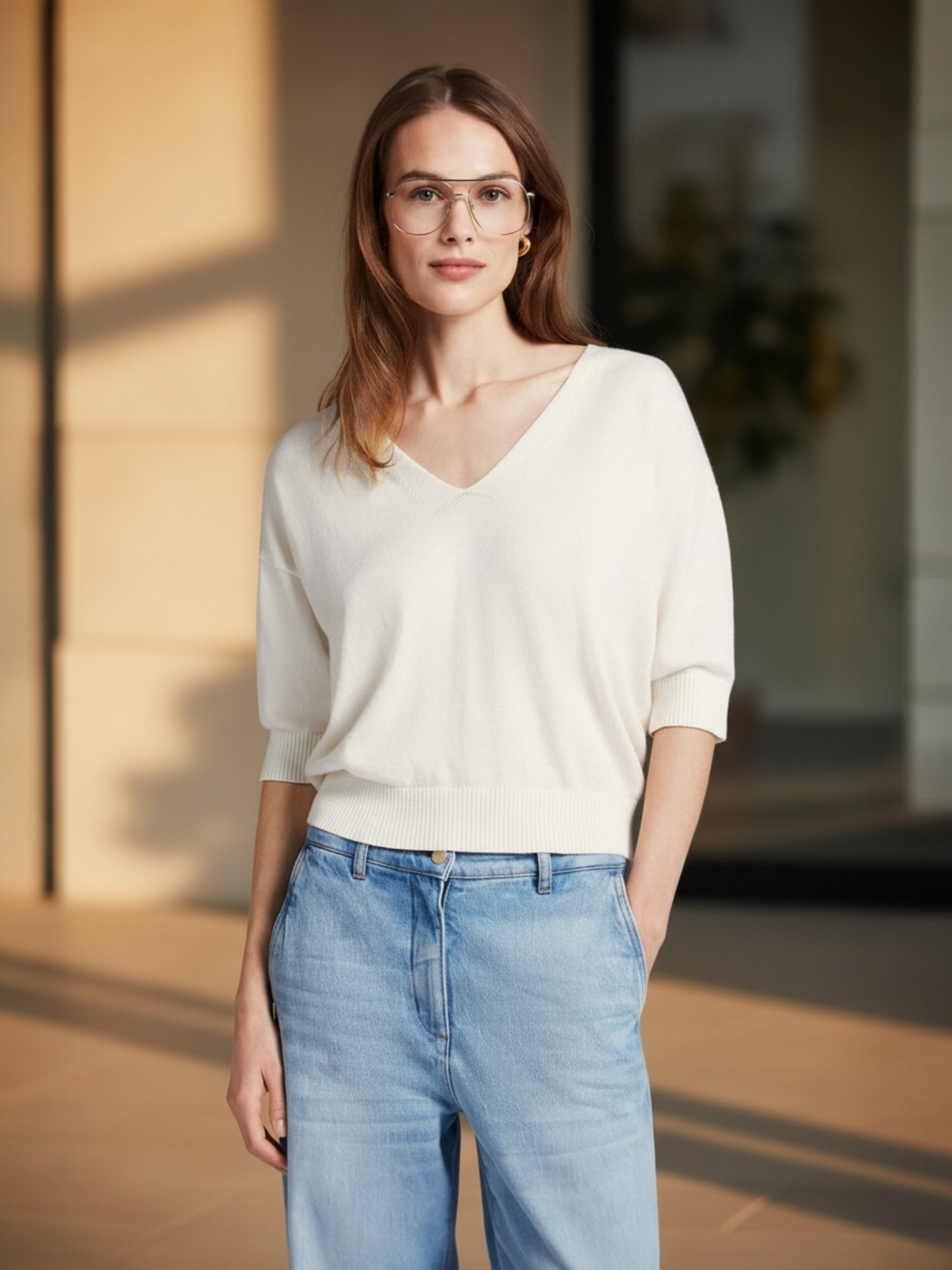 Beaumont - pull TAYLOR v-hals cream