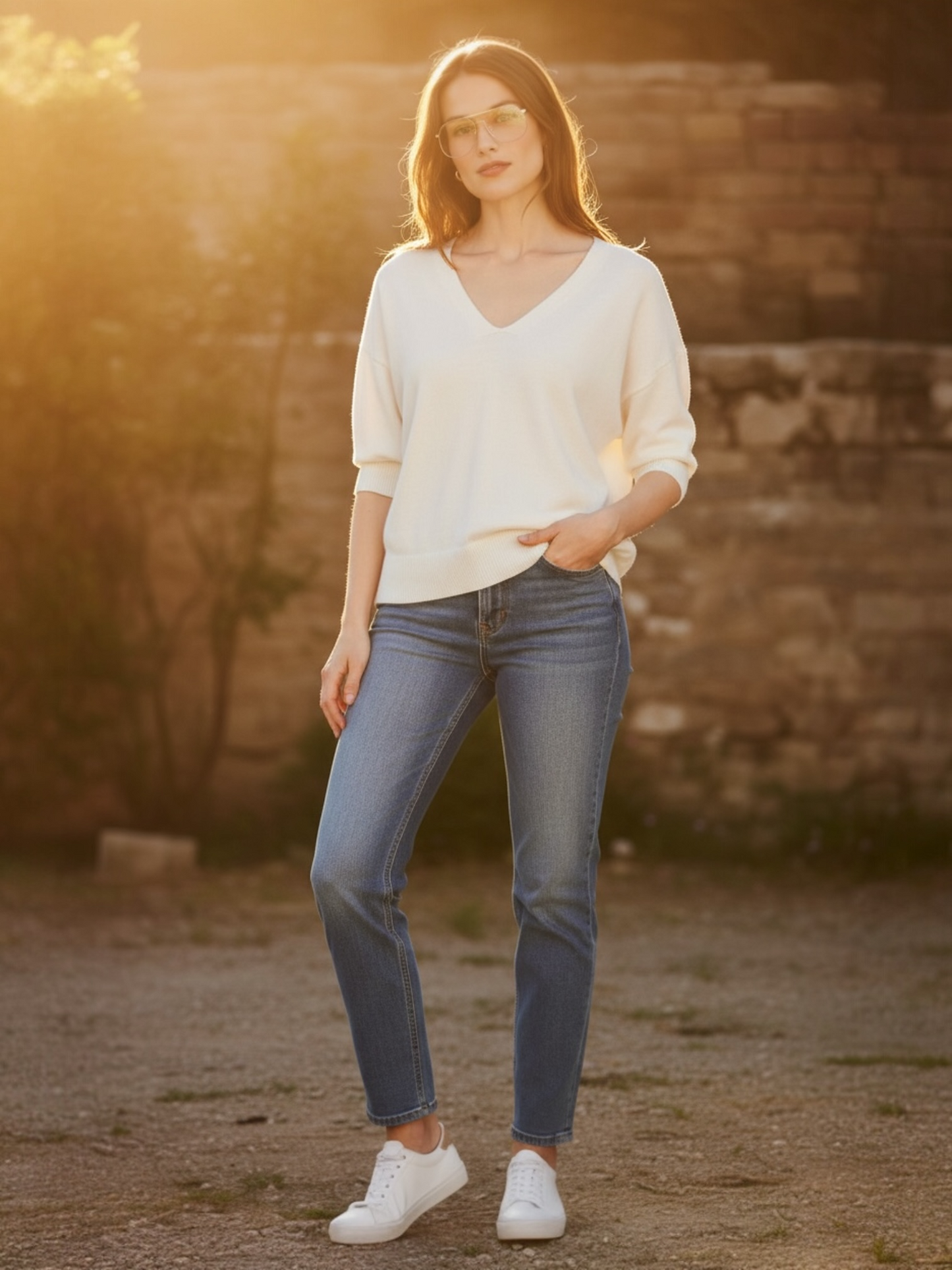 Beaumont - pull TAYLOR v-hals cream