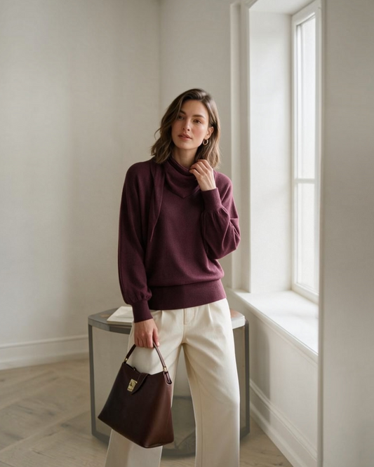 Reyhan trui met sjaal bordeaux Senso
