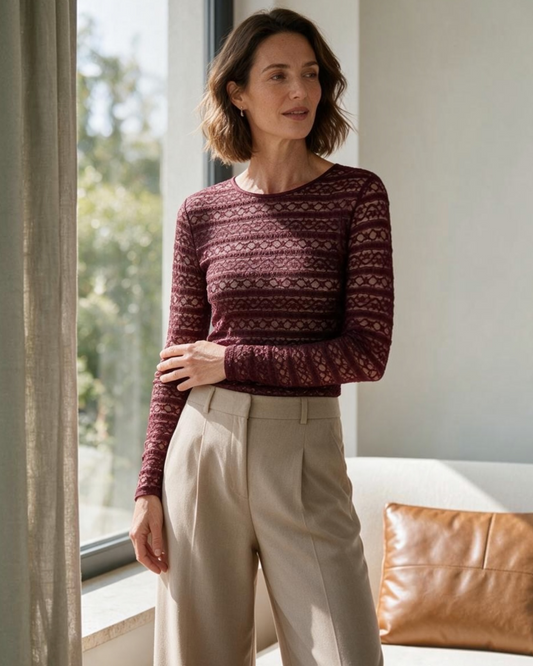 Oui kanten shirt berry