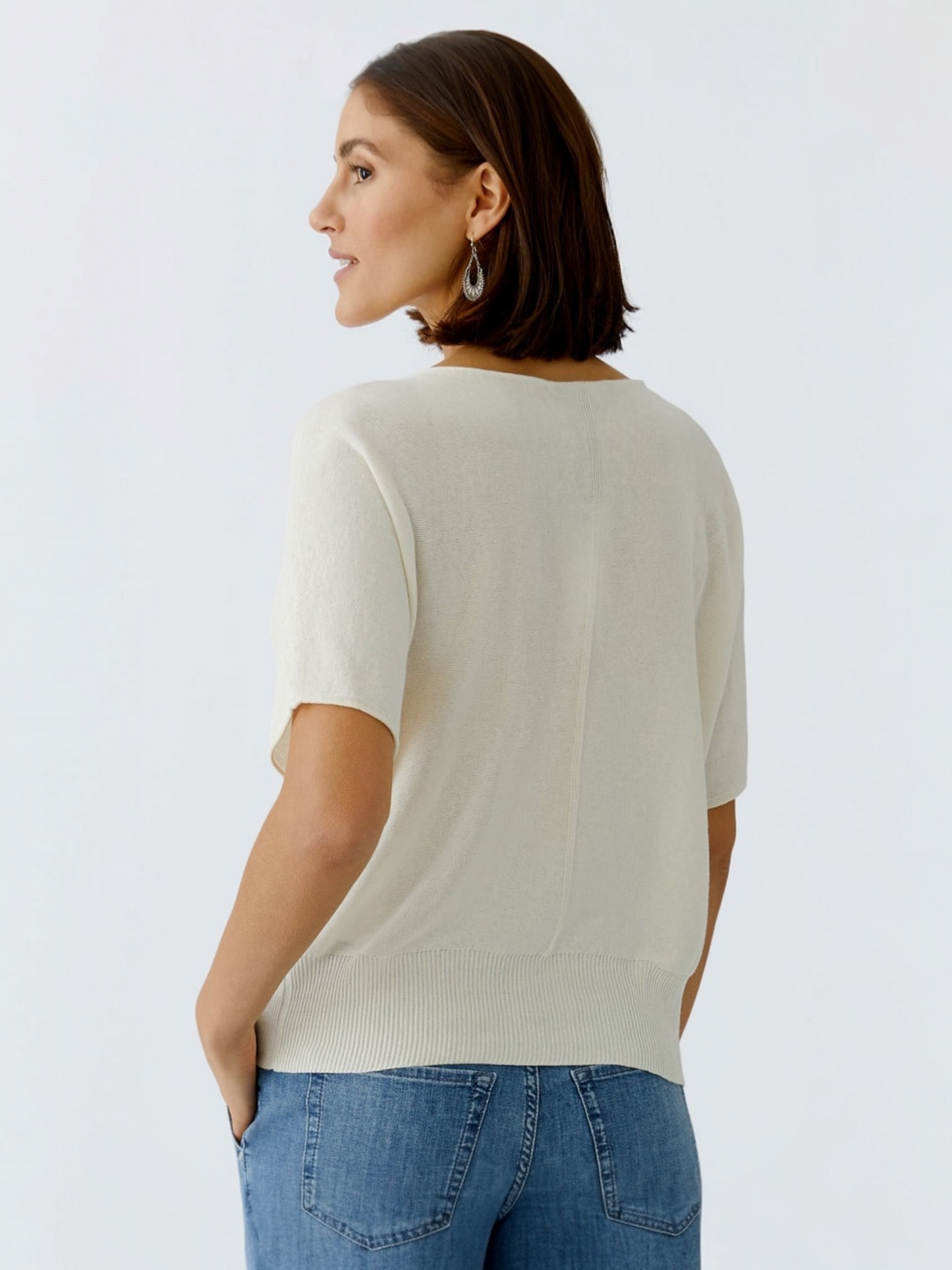 Oui - pull off white korte mouwen (97242)
