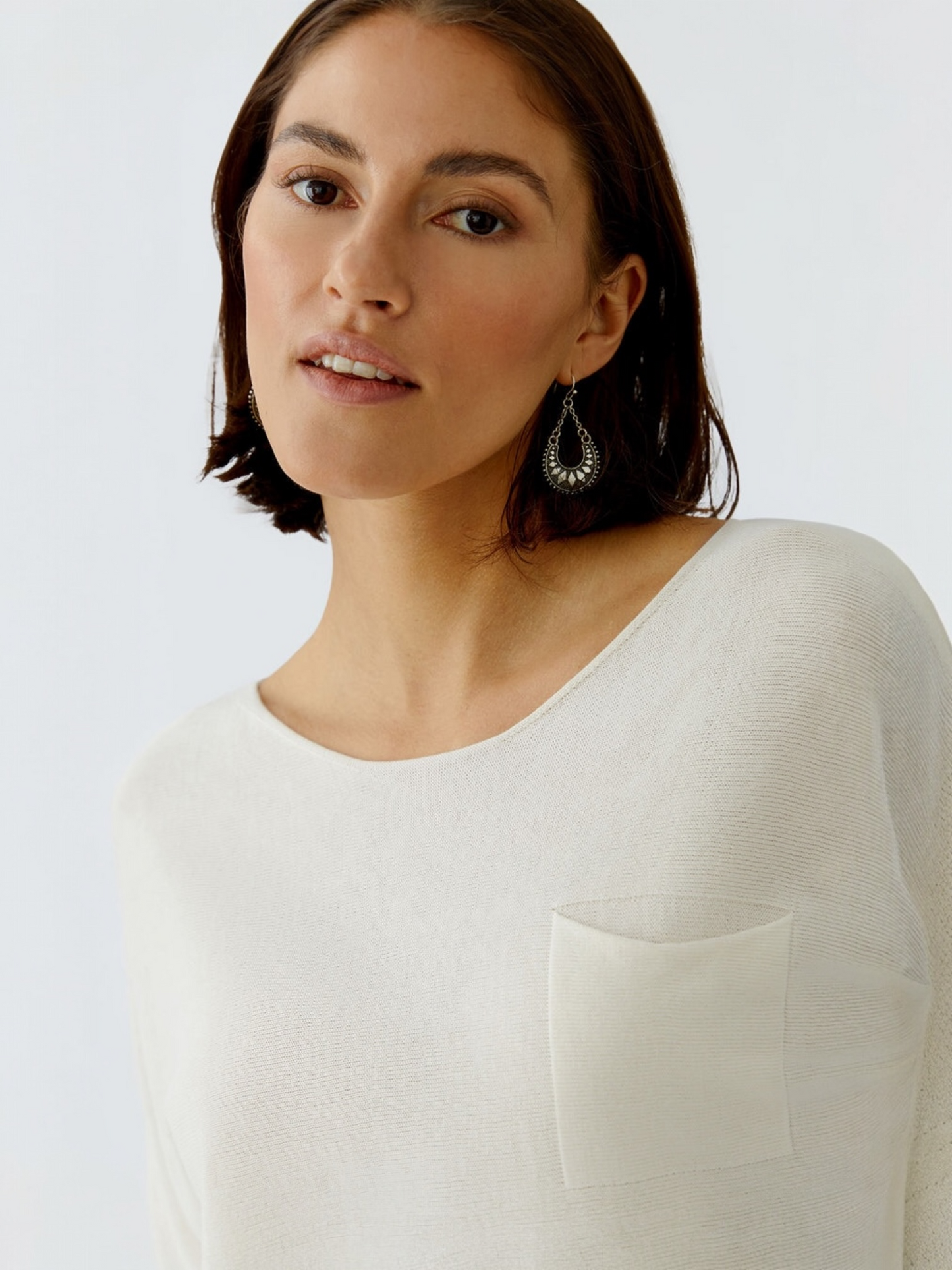 Oui - pull off white korte mouwen (97242)
