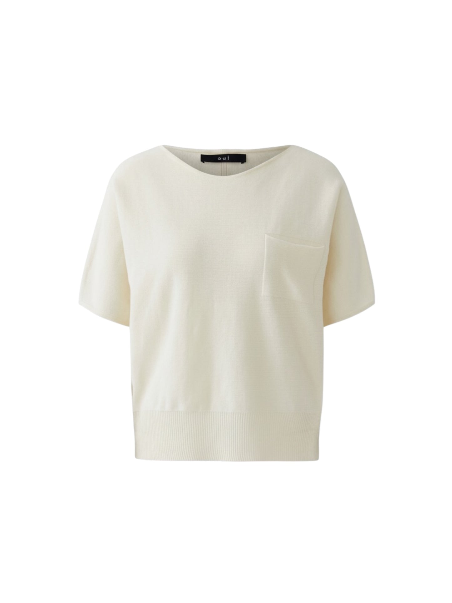 Oui - pull off white korte mouwen (97242)