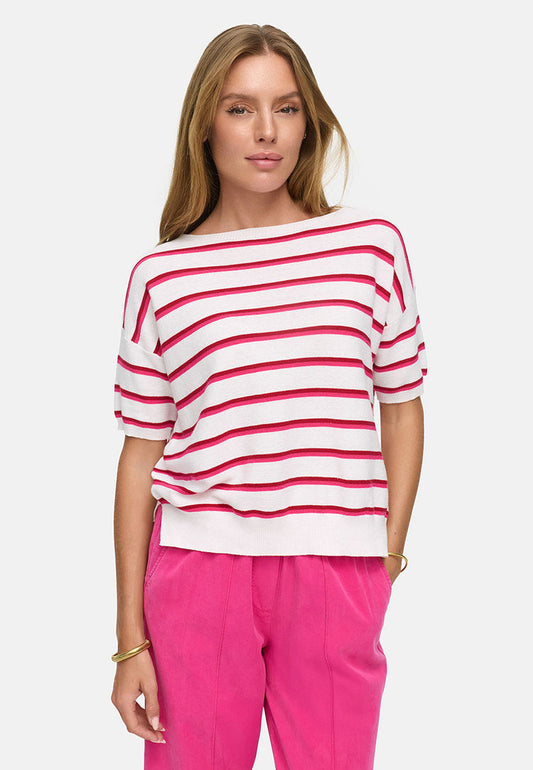 Catnoir - pull wit/roze gestreept