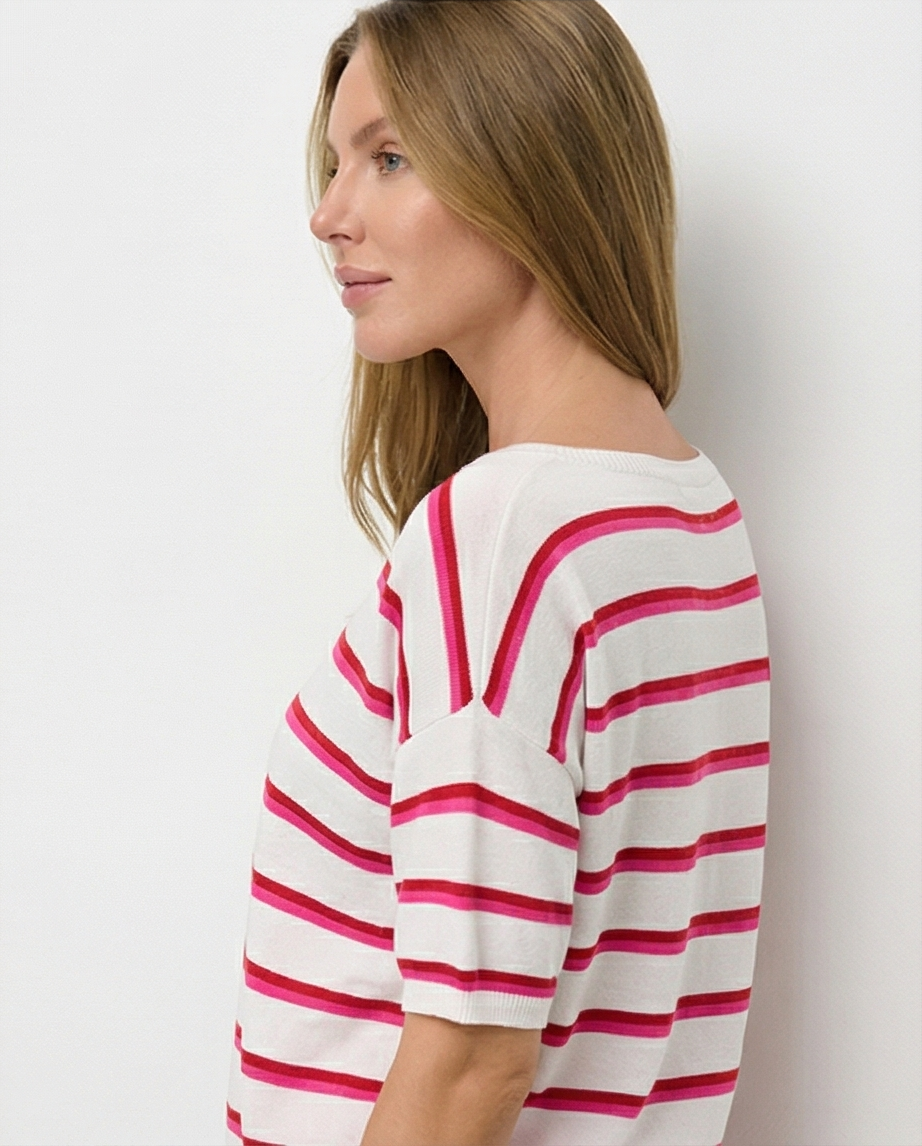Catnoir - pull wit/roze gestreept
