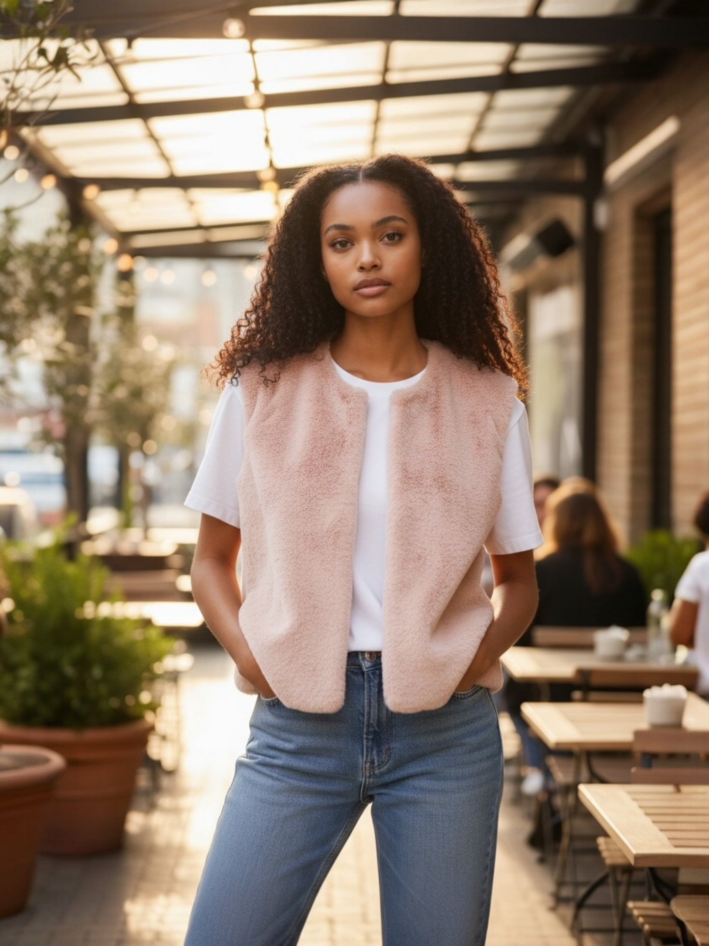 Blue Bay - fluffy bodywarmer FAE winterroze