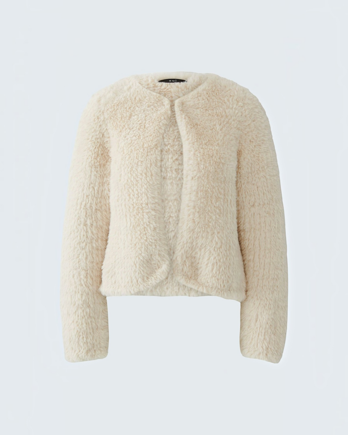Oui damesjas beige in zachte breikwaliteit – kort model