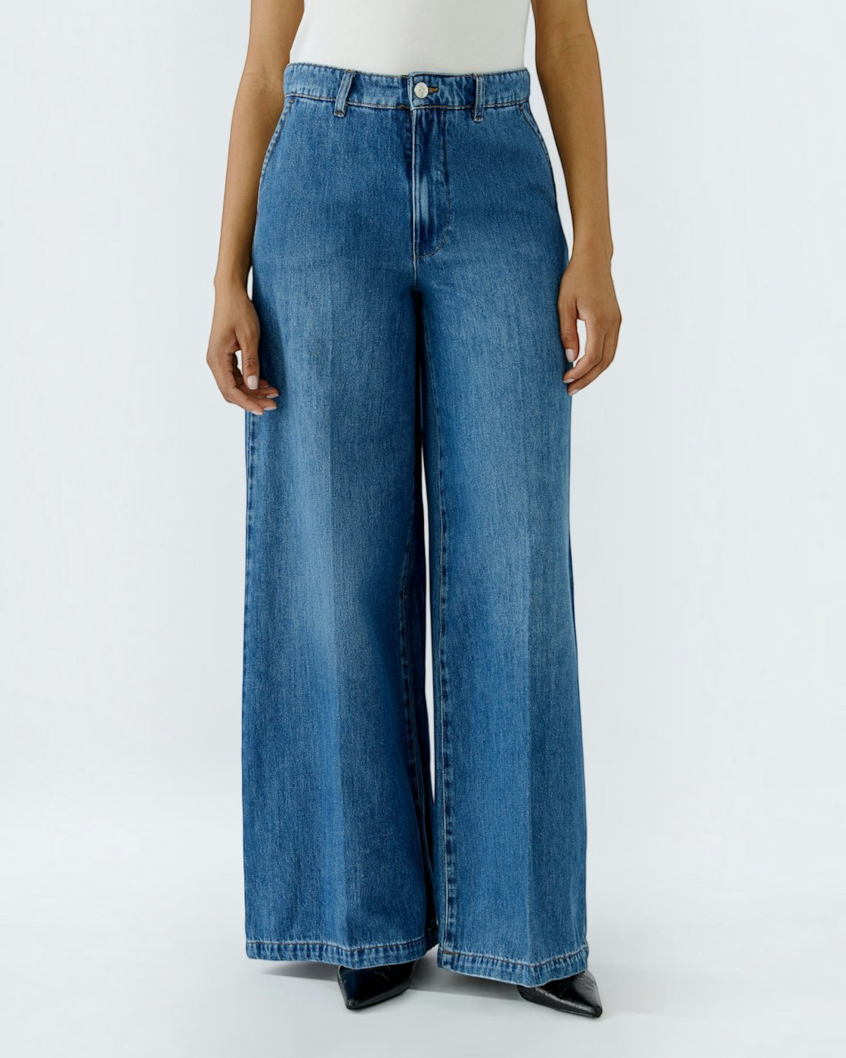 Oui wide leg jeans bright blue denim – damesjeans