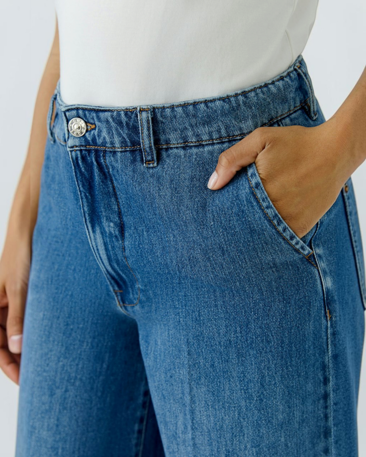 Oui wide leg jeans bright blue denim – damesjeans