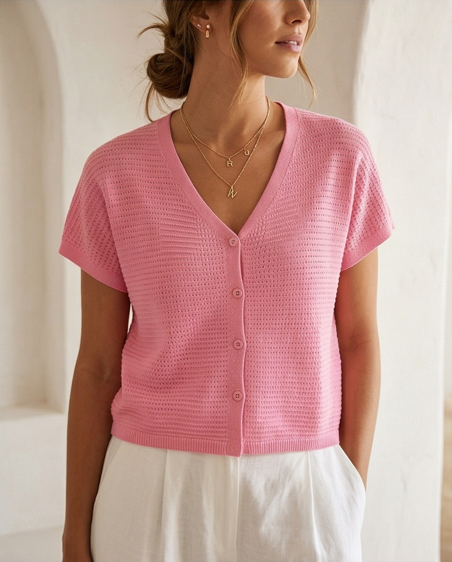 Ydence - gebreide top ELIN coral pink